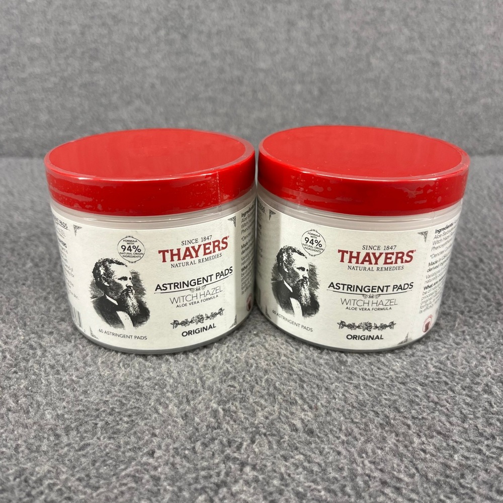 2x Thayers Astringent Pads Men 60ct Original Witch Hazel Aloe Skincare Toner